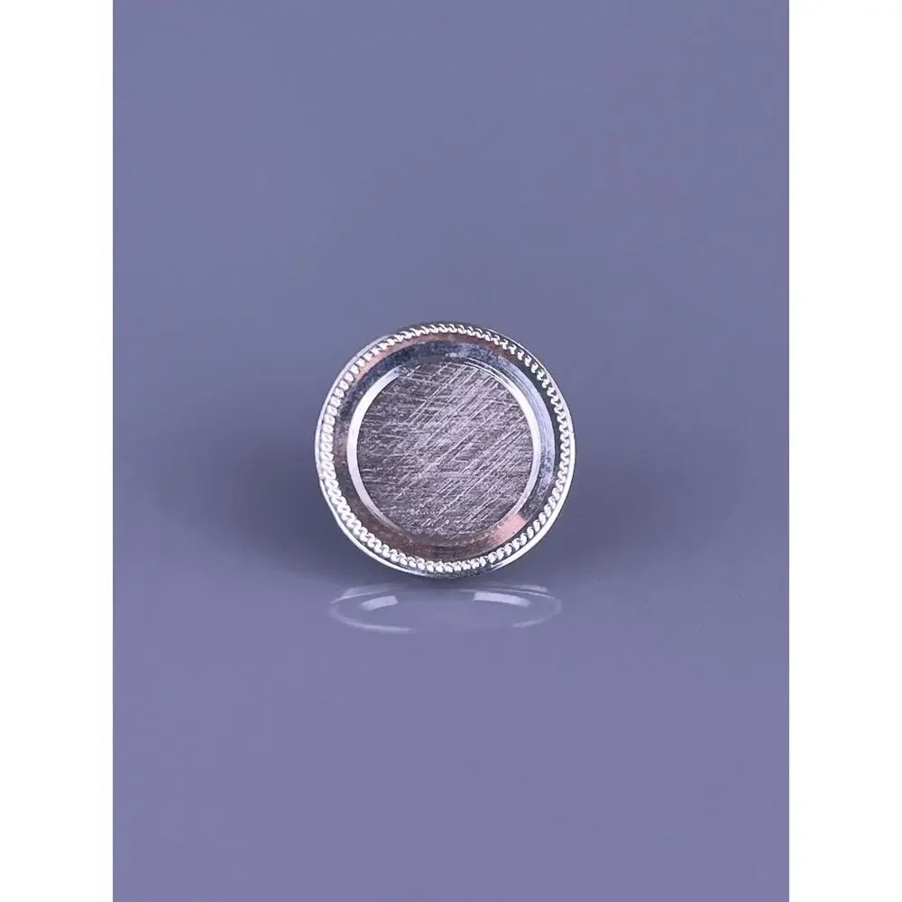 Simple Round Tie Tack Pin Silver Tone Florentine Brushed Finish Vintage